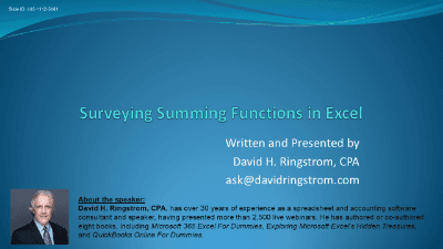 Surveying Summing Functions in Excel